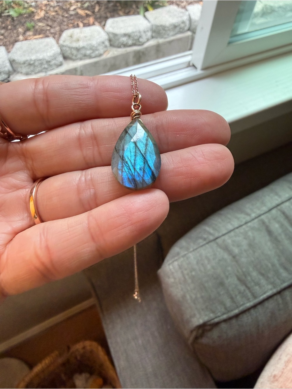 Rainbow labradorite crystal necklace